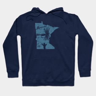 Minnesota Distressed Fly Fishing State Map Hoodie